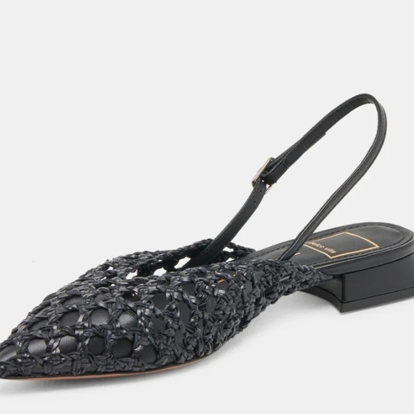 🔹️Dolce Vita🔹️ Made In Italy Black Woven CYNDI  Slingback Flats - Picture 3 of 8